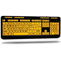 Teclado Adesso EasyTouch AKB-132UY - Cable Conectividad - USB Interfaz - Inglés (EEUU) - Negro, Amarillo fluorescente